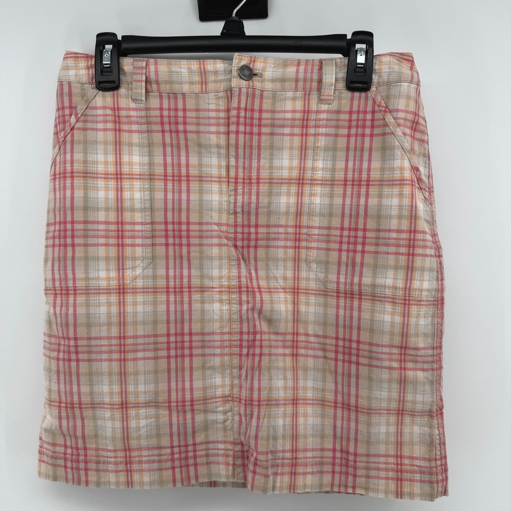 Christopher & Banks Golf Skort Skirt Women 4 Pink Tan Plaid Cotton Blend Casual